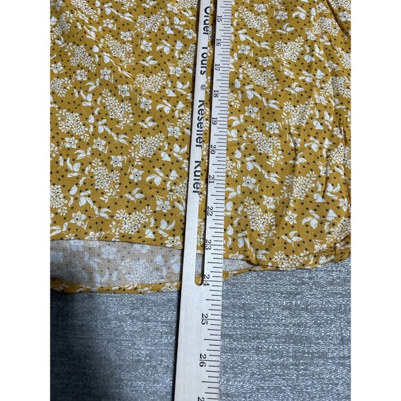 Cynthia Rowley Women's Size Medium Yellow Floral Print Long Sleeve Blouse - Picture 8 of 10